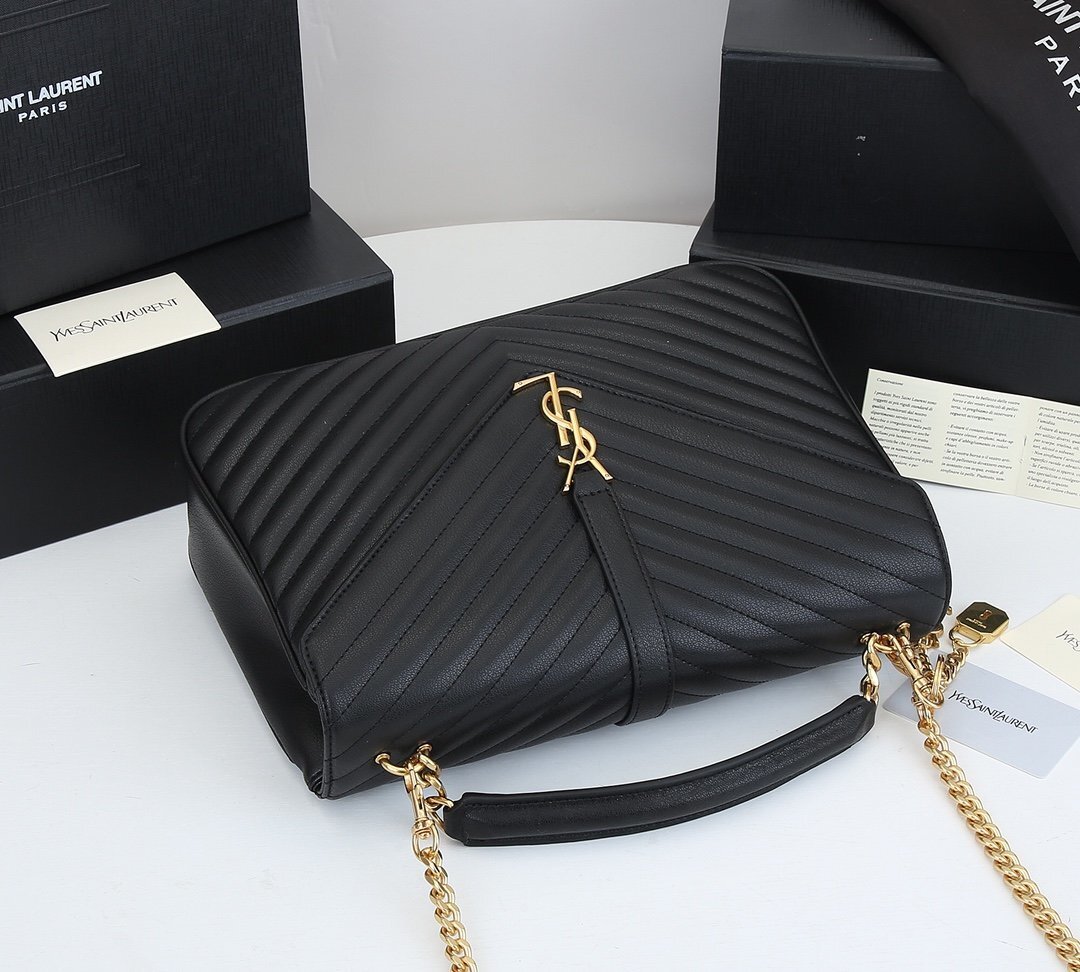 yves saint laurent black chevron bag 32x21x9 cm - Image 4