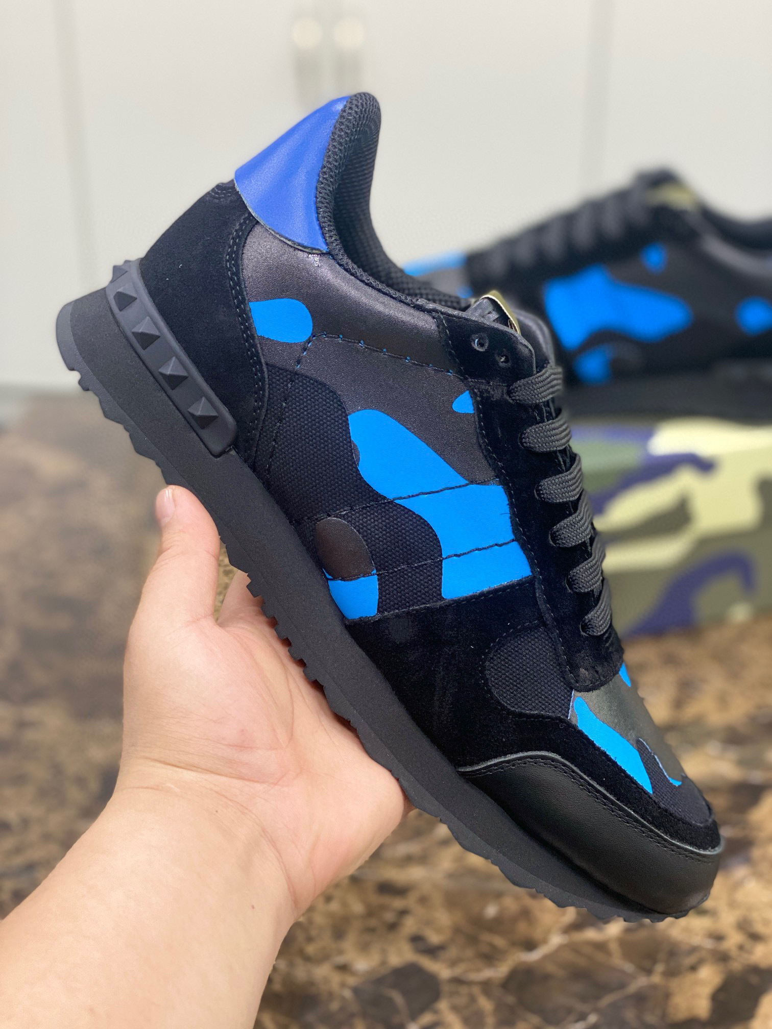 valentino casual sneakers in black/blue - sizes 38-44 - Image 4