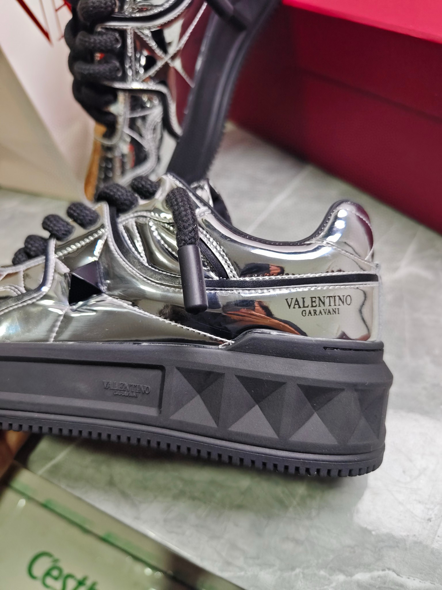 valentino couples sneakers 35/44 - metallic silver - Image 4