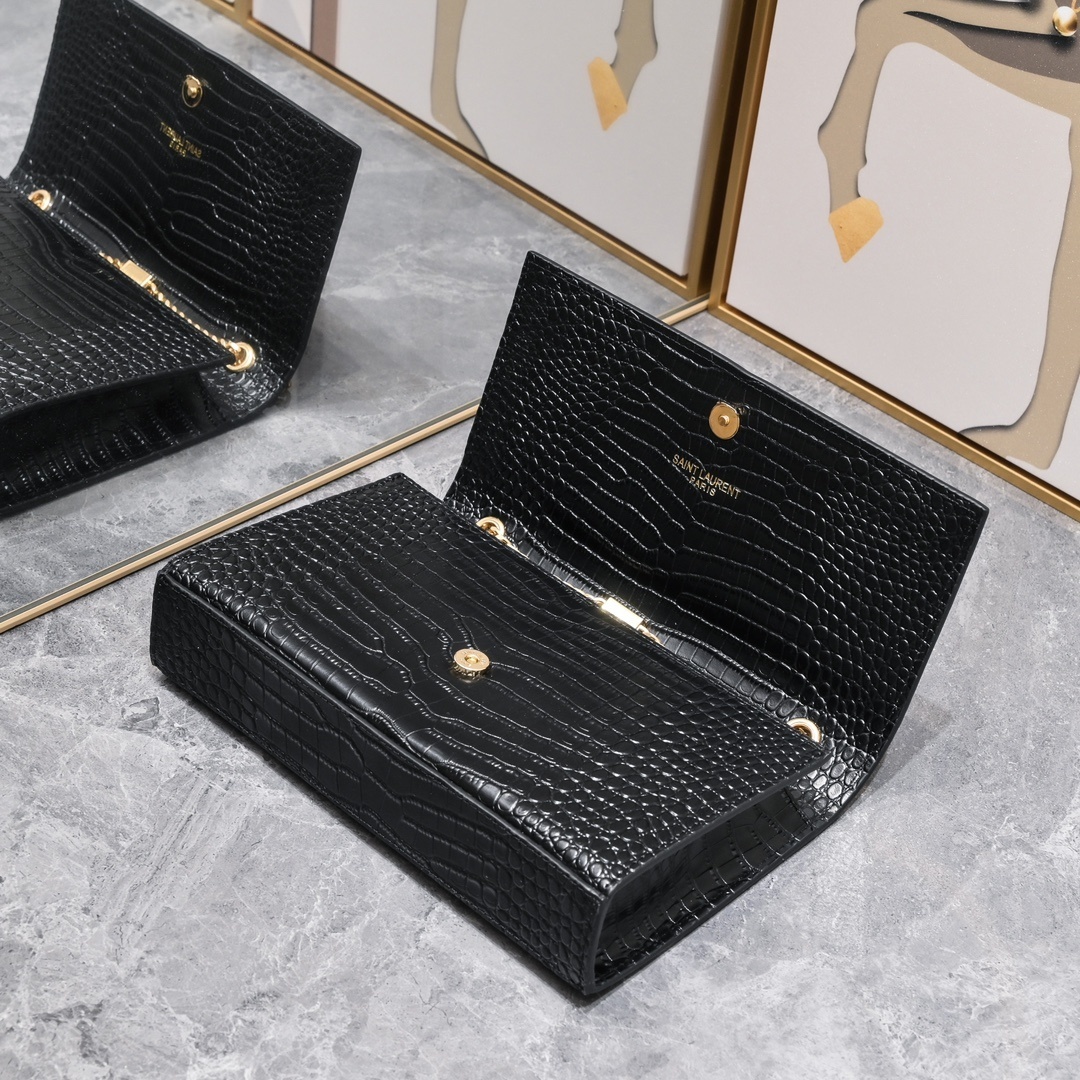 yves saint laurent black croc-embossed bag 24*5.5*14.5 - Image 4
