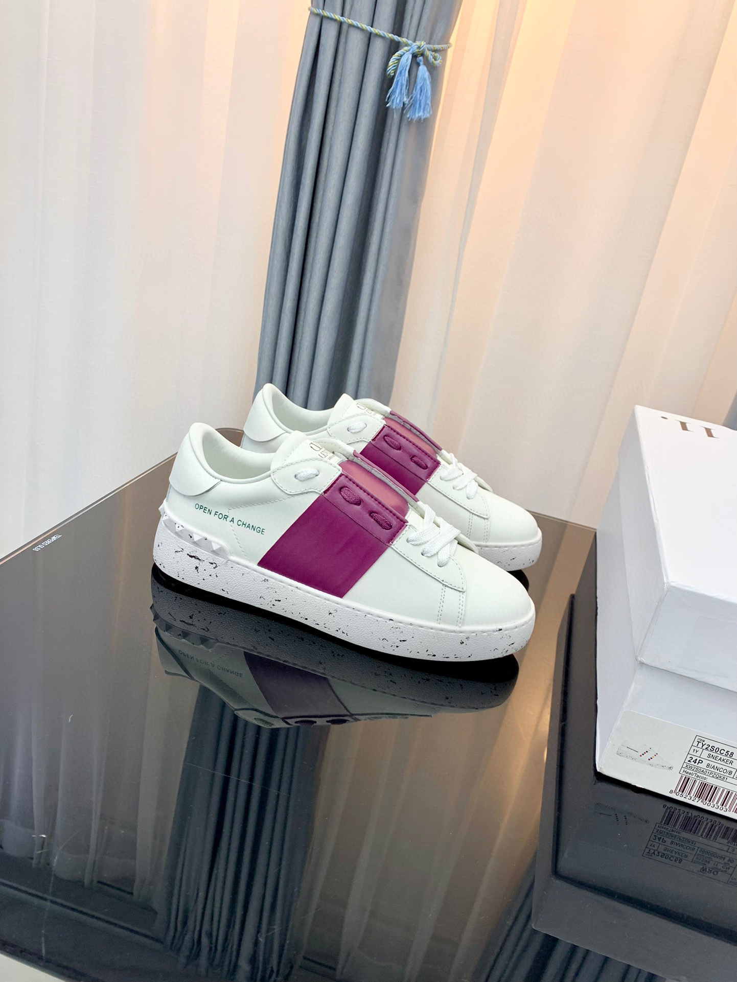 valentino couples sneakers 35-44 with purple stripe - Image 4