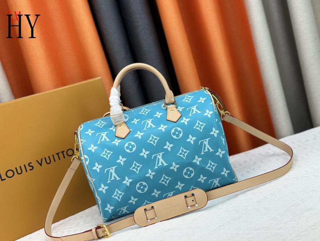 louis vuitton blue monogram handbag 30x21x17 cm - Image 5