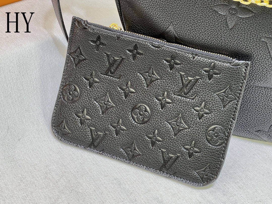 louis vuitton black leather handbag with chain strap - 38 x 26 x 10 cm - Image 5