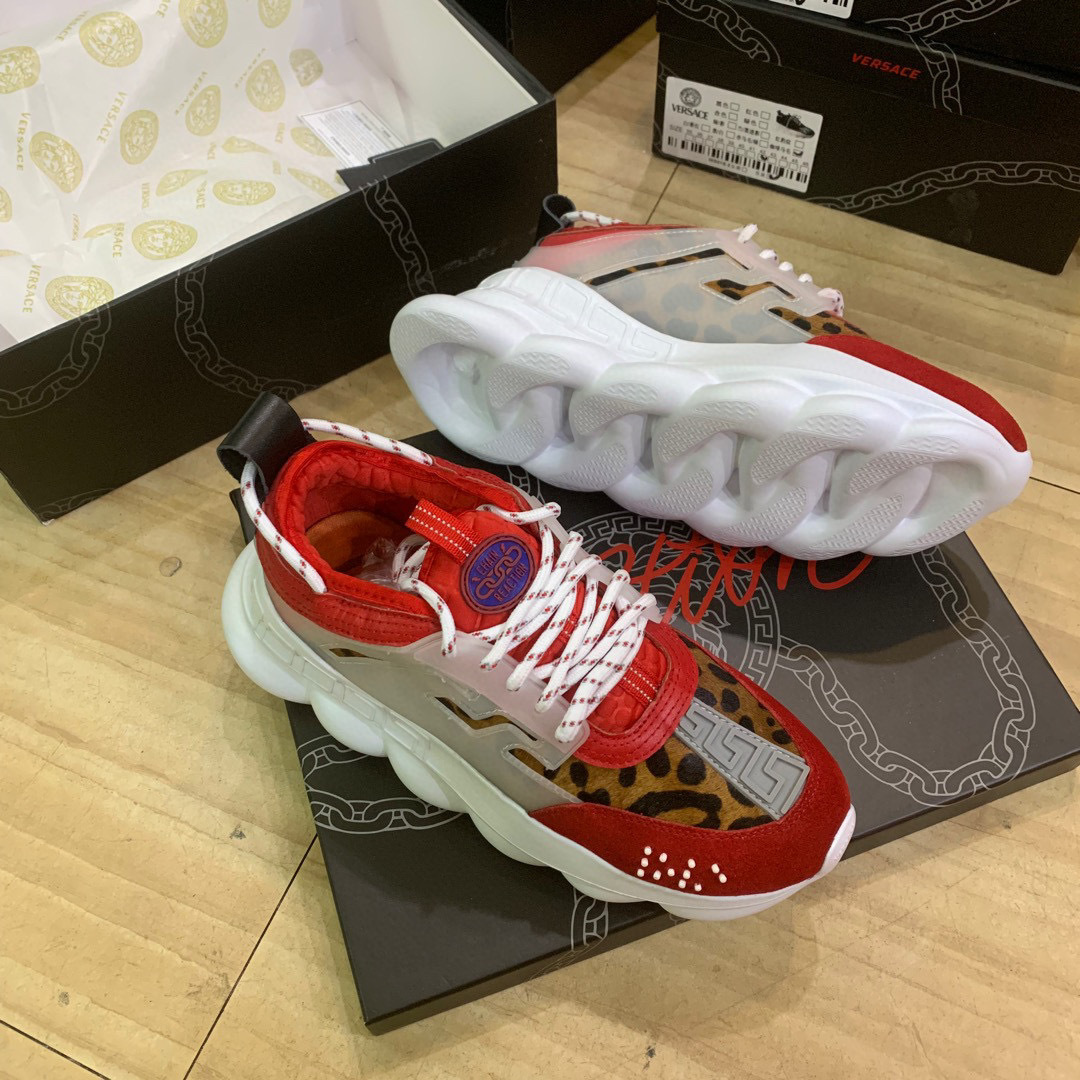 versace unisex dad sneakers 35-44 - red & leopard print - Image 5
