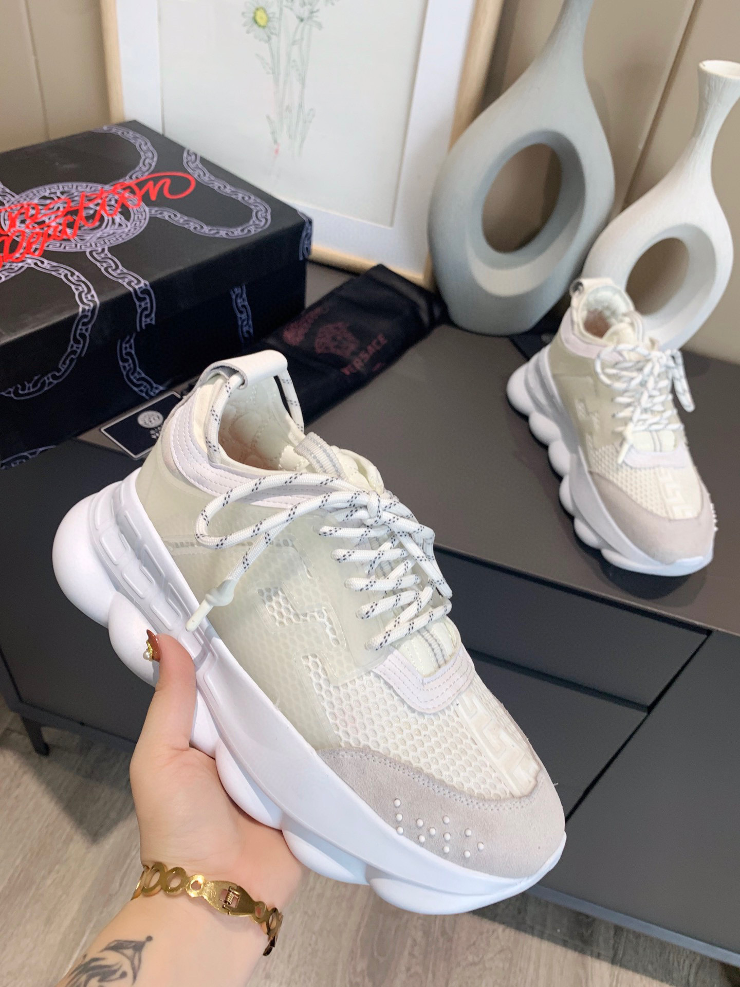 versace unisex dad sneakers size 35-44 - white - Image 5