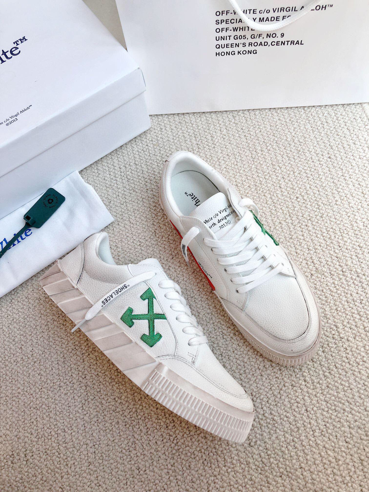 off-white couple's sneakers 35-44 with green logo - Image 5