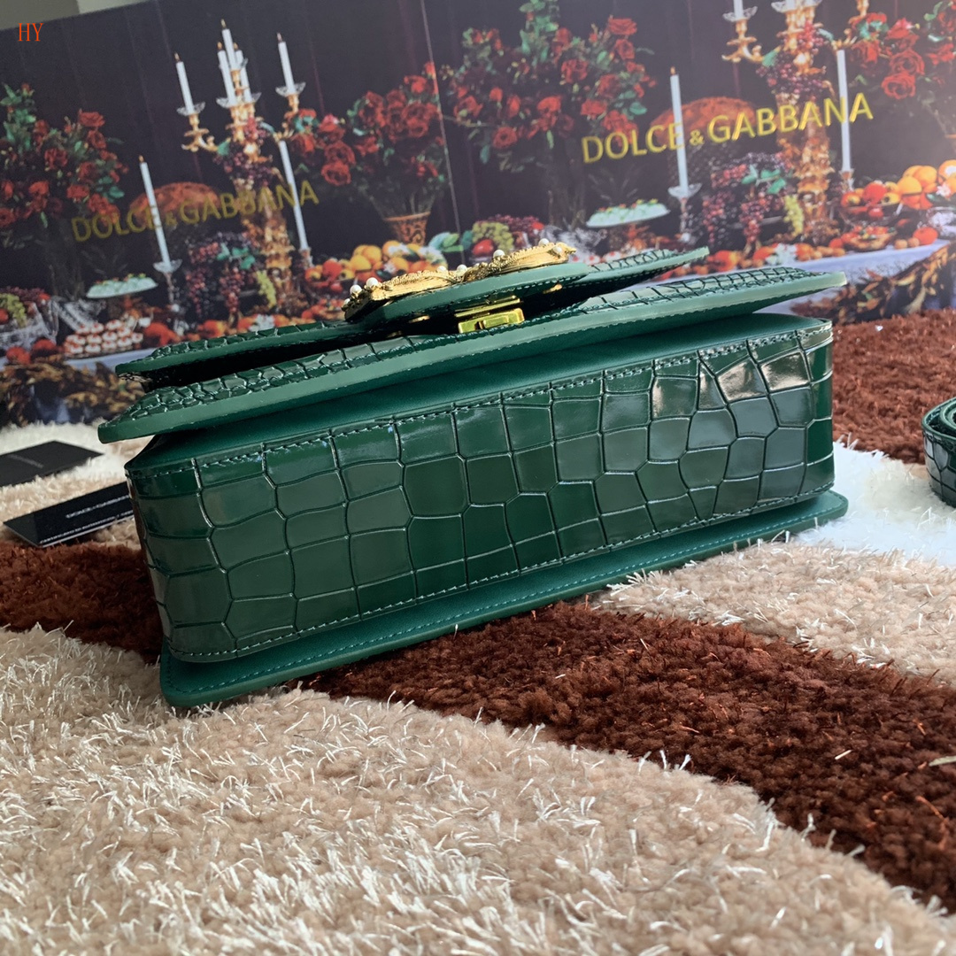 dolce & gabbana green crocodile-effect handbag 27*18*8 - Image 5