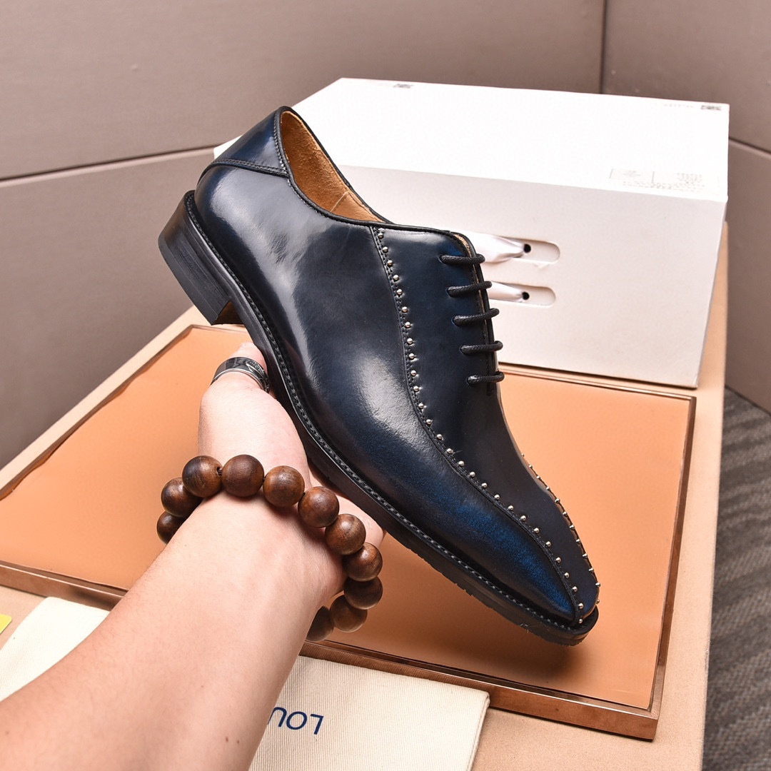 louis vuitton leather shoes size 38-44 with studded detail - Image 5