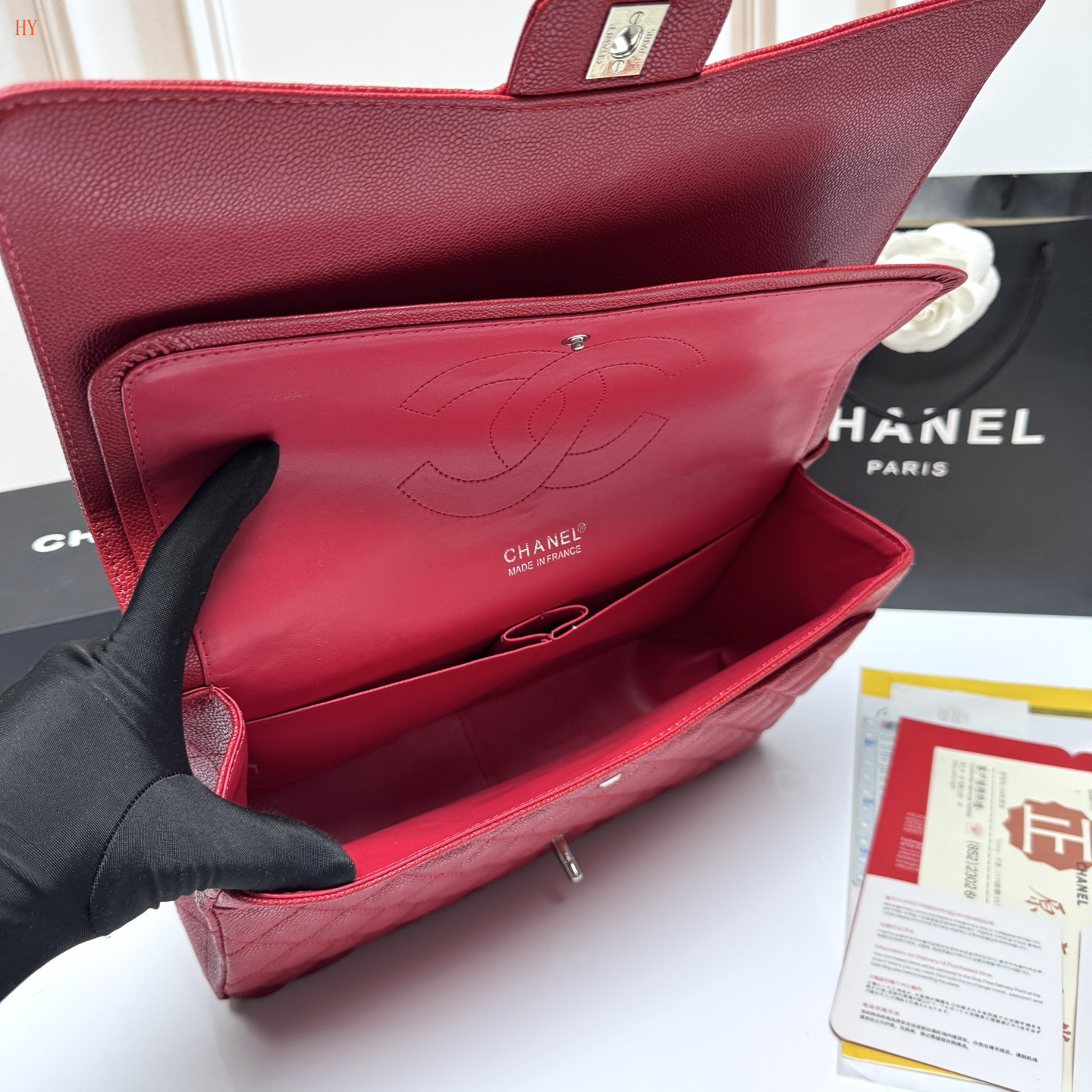 chanel quilted wallet on chain - 33x22x9 cm, burgundy - Image 5