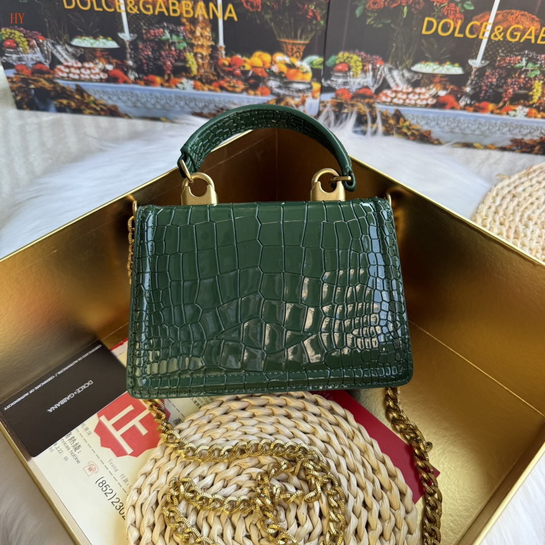 dolce & gabbana green crocodile-effect handbag 19*13*4.5 - Image 5