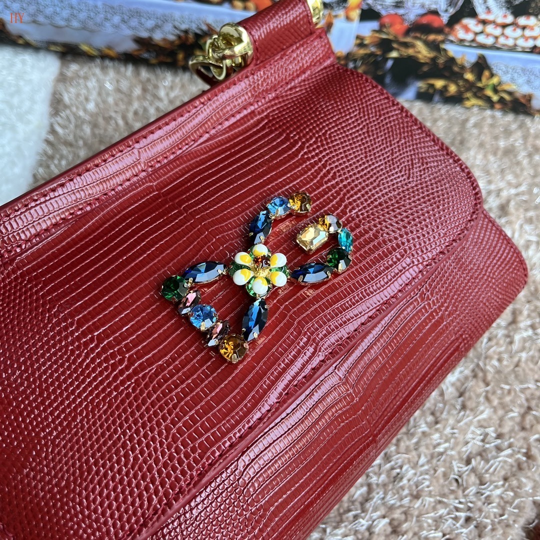 dolce & gabbana red handbag with decorative bow - 20x17x7 cm - Image 5