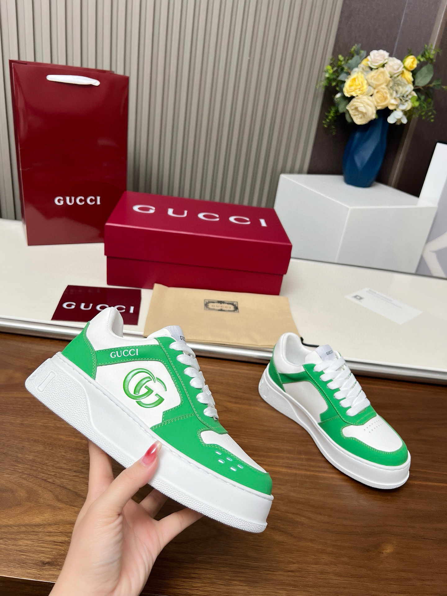 gucci g couples sneakers 35/45 - green/white - Image 5