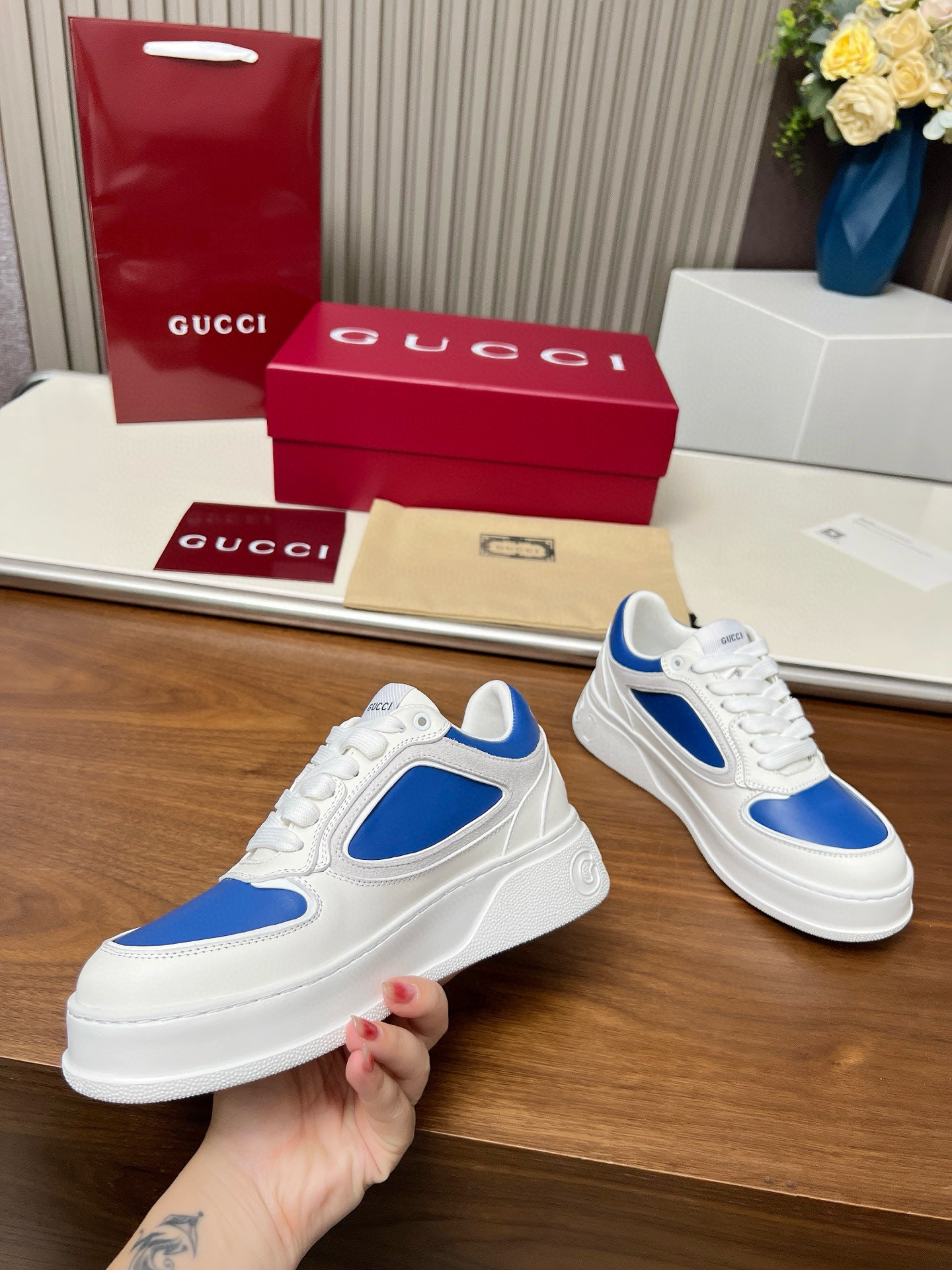 gucci g couples sneakers 35/44 - blue and white - Image 5