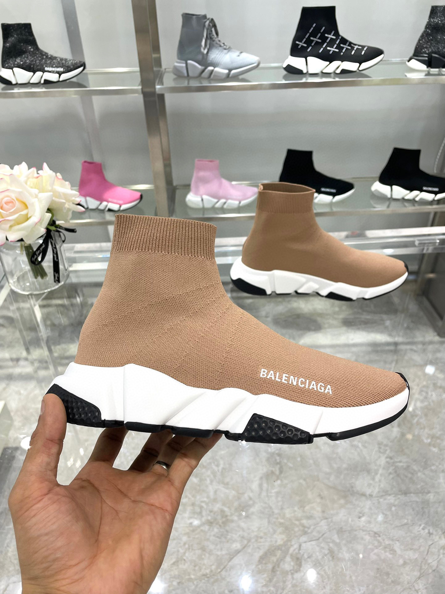 balenciaga sock sneakers in brown - sizes 35-44 - Image 5