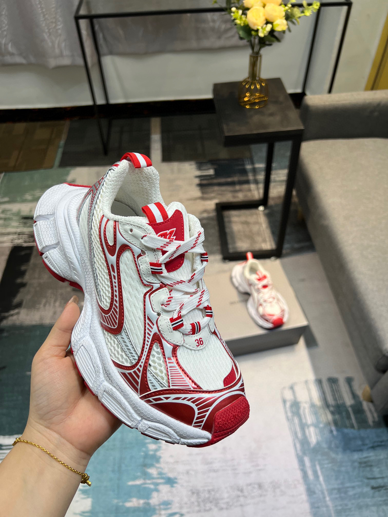balenciaga couples sneakers 35-44 - red/white - Image 5