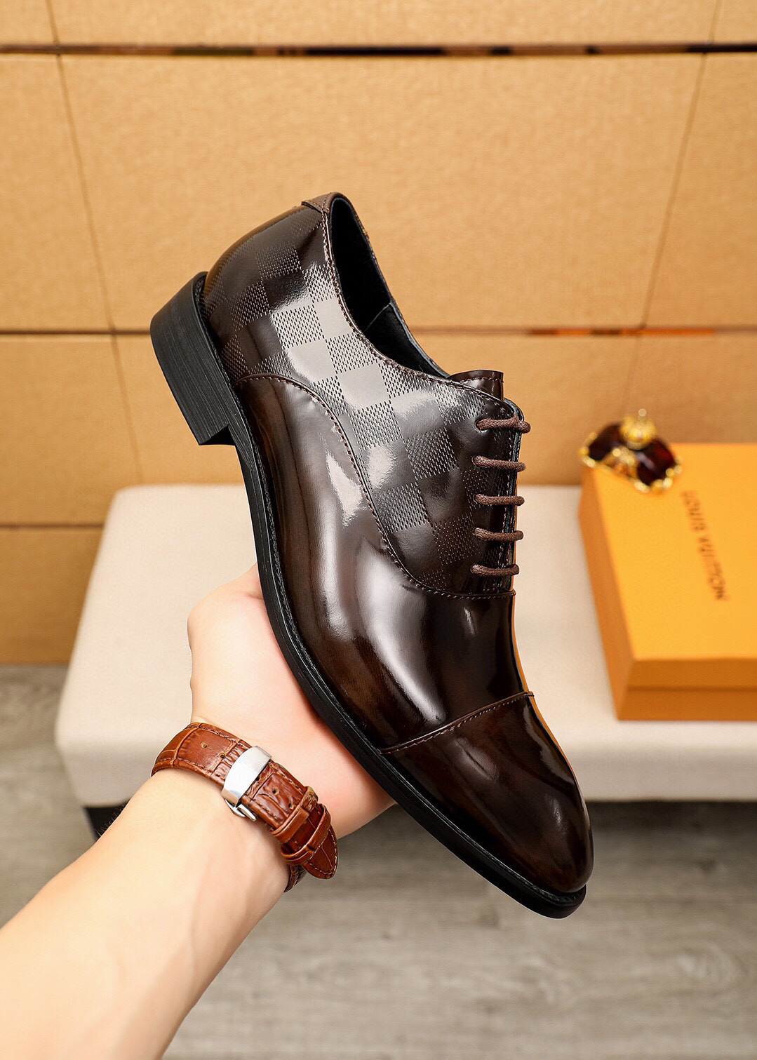 louis vuitton brown leather dress shoes 38-44 - Image 5