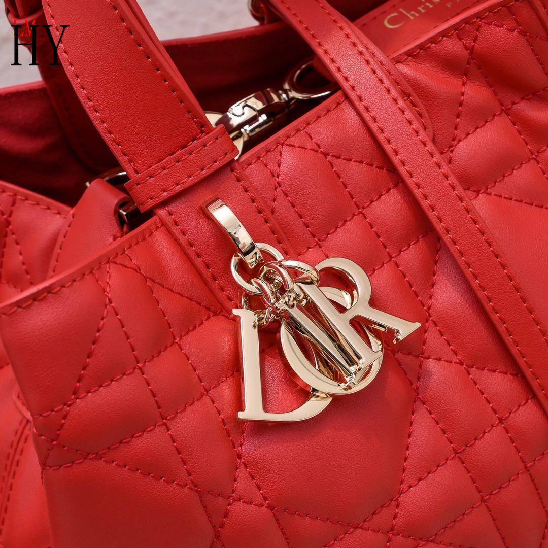 dior red quilted handbag set - 28.5*19*21cm - Image 5