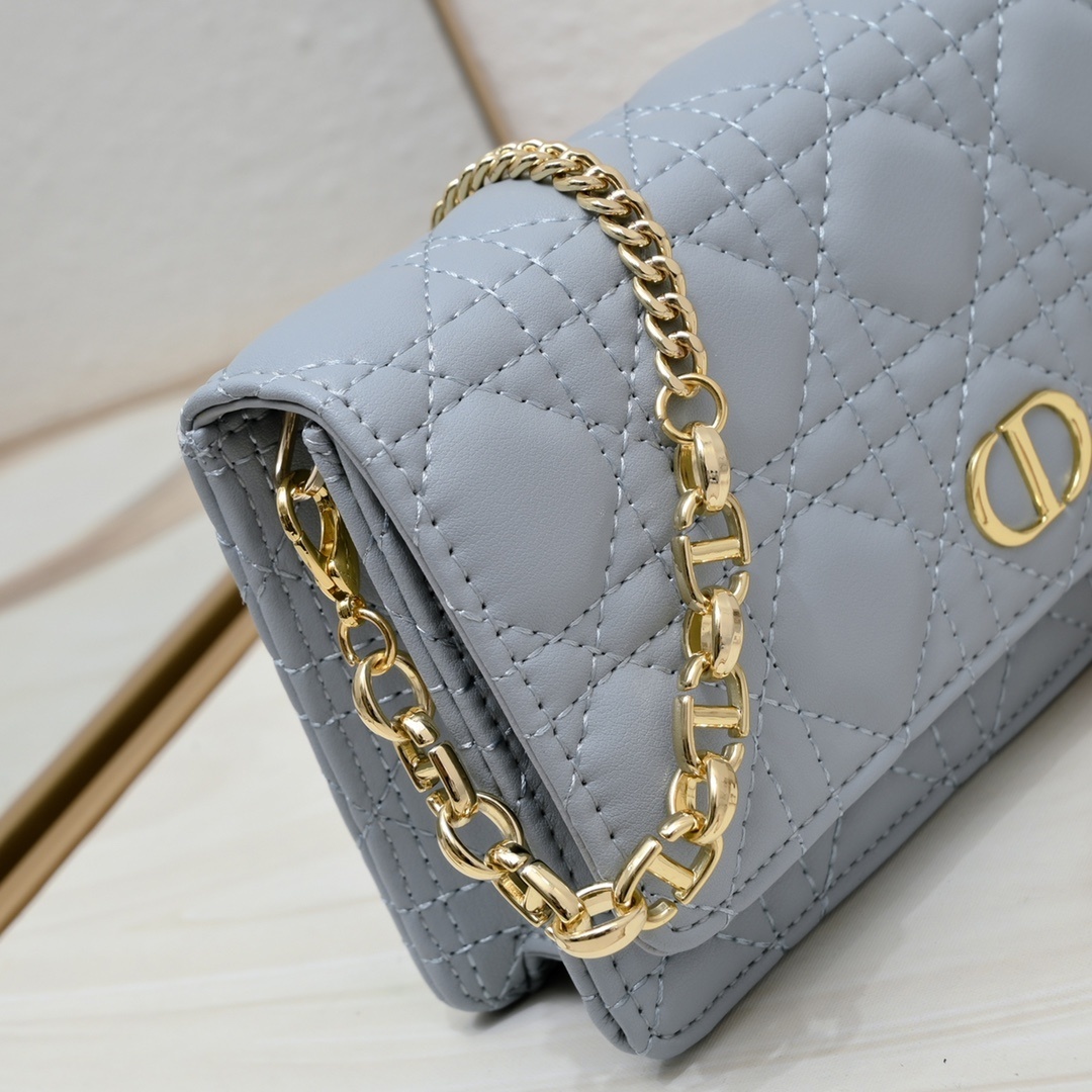 dior quilted wallet on chain - light gray, 20 x 11.5 x 3.5 cm - Image 5