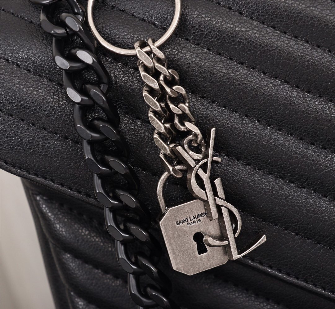 yves saint laurent black chevron handbag 32*21*9 - Image 5