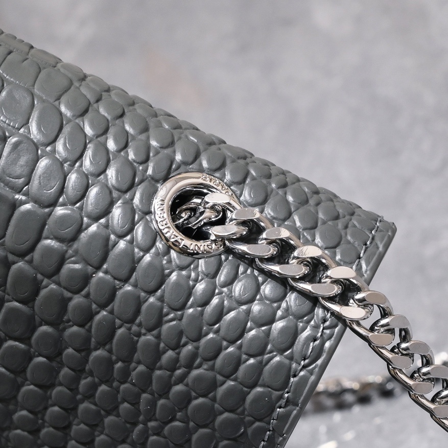 yves saint laurent croc-embossed gray handbag 24*5.5*14.5 - Image 5