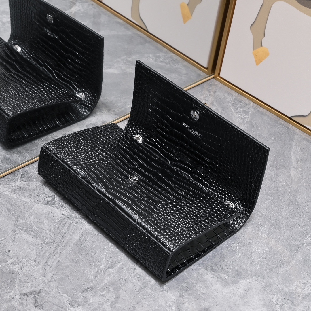yves saint laurent black croc-embossed bag 24*5.5*14.5 - Image 5