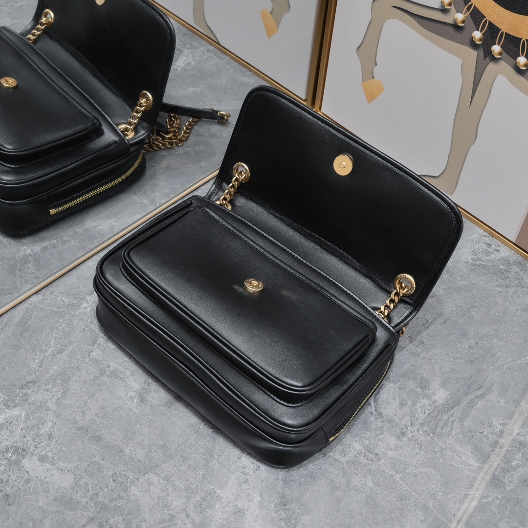 yves saint laurent black leather handbag 26*19*13 - Image 5