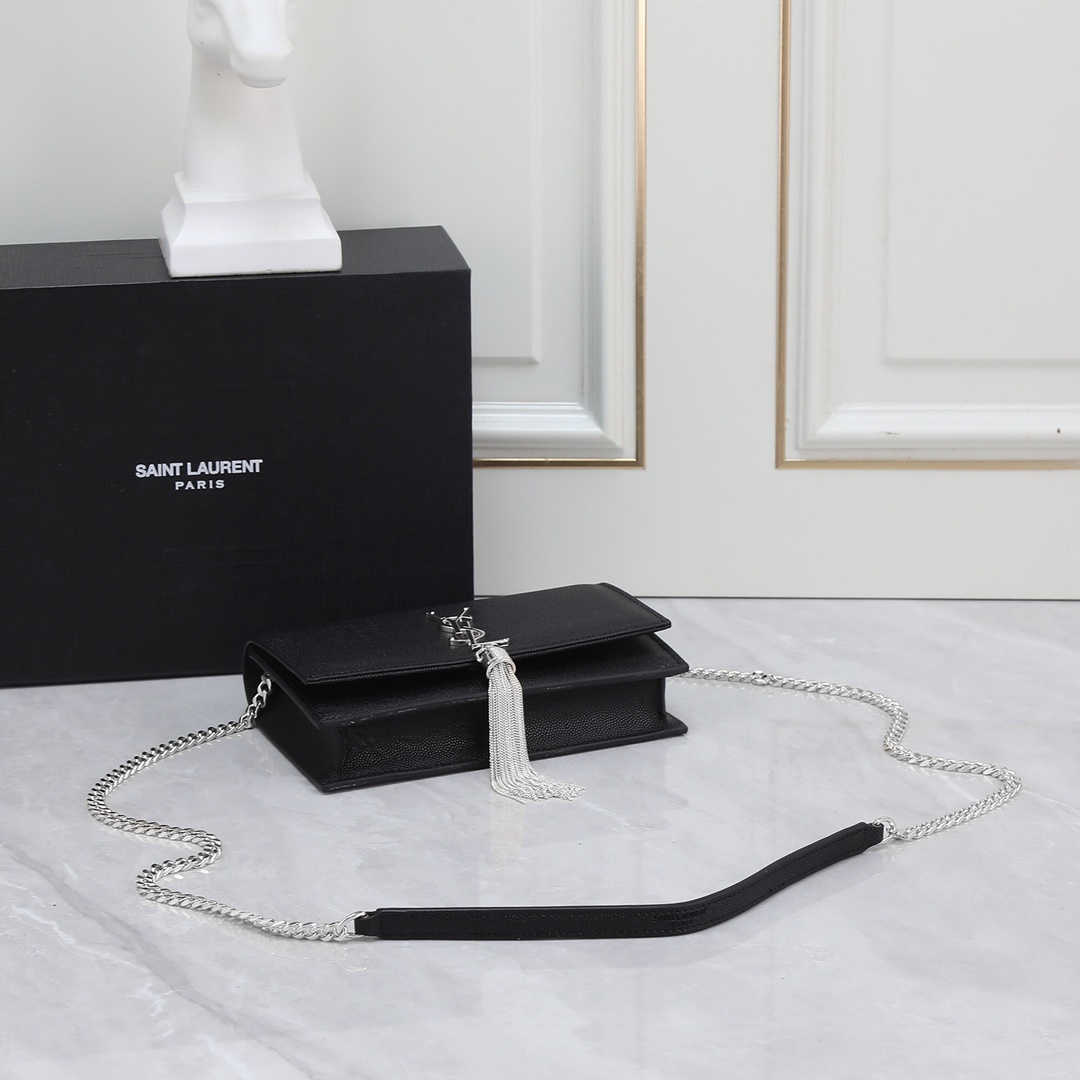 yves saint laurent black wallet on chain - 19x12.5x4 cm - Image 5