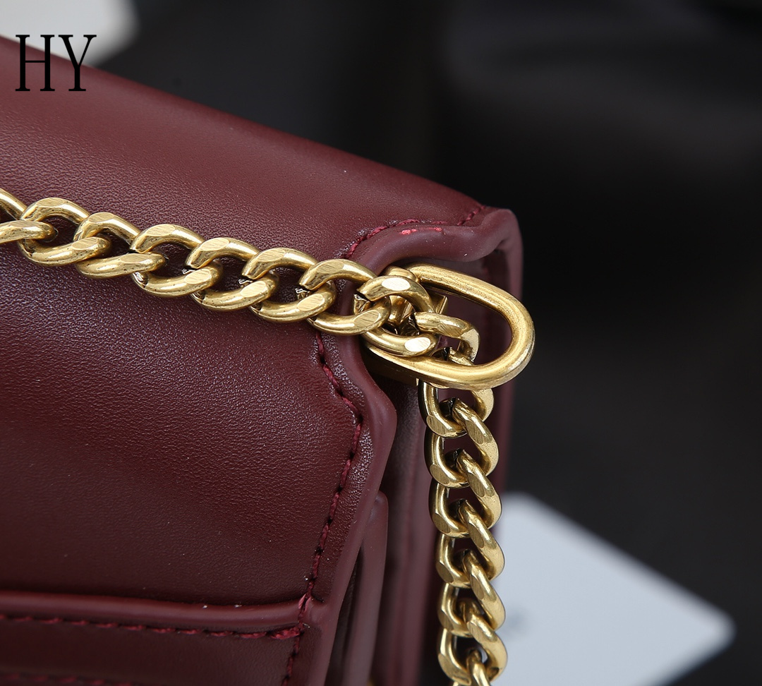 yves saint laurent burgundy leather crossbody bag - 22x16.5x5.5cm - Image 5