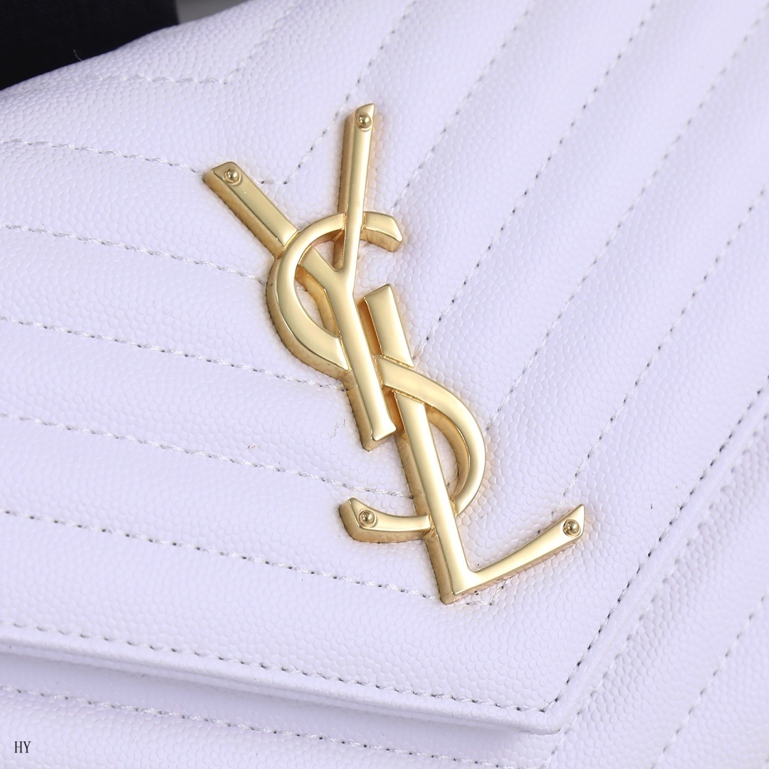 yves saint laurent quilted white leather wallet on chain - Image 5