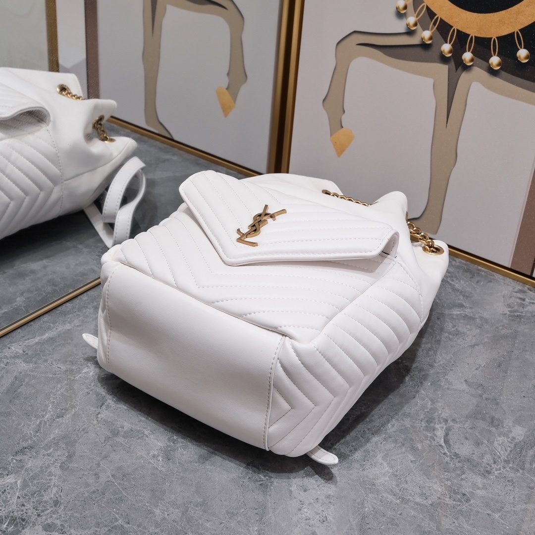 yves saint laurent white quilted backpack 22×29×15cm - Image 5