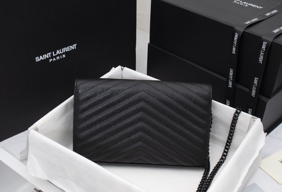 yves saint laurent black chevron wallet on chain - 22.5x14x4 cm - Image 5