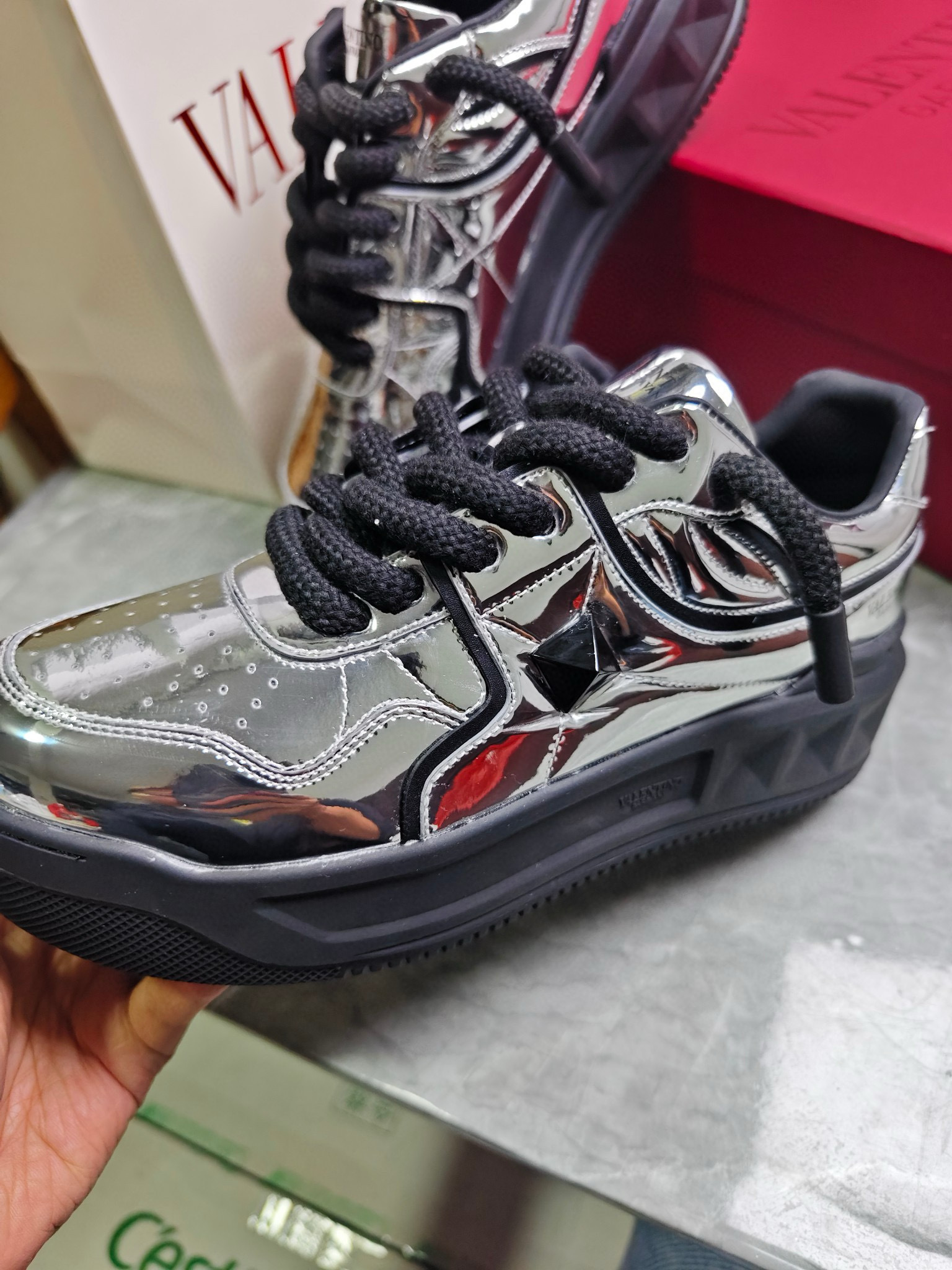 valentino couples sneakers 35/44 - metallic silver - Image 5