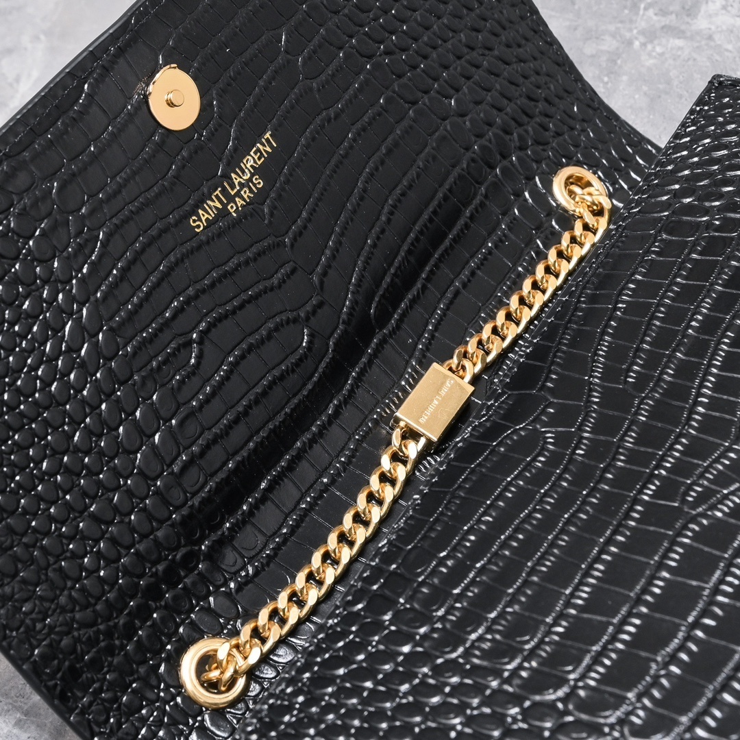 yves saint laurent black croc-embossed bag 24*5.5*14.5 - Image 5