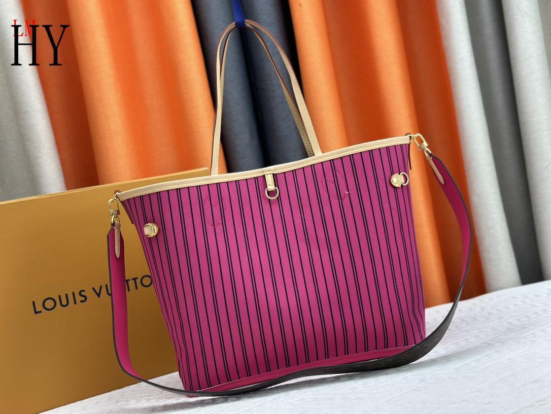 louis vuitton pink striped tote bag 31x28x14 - Image 6