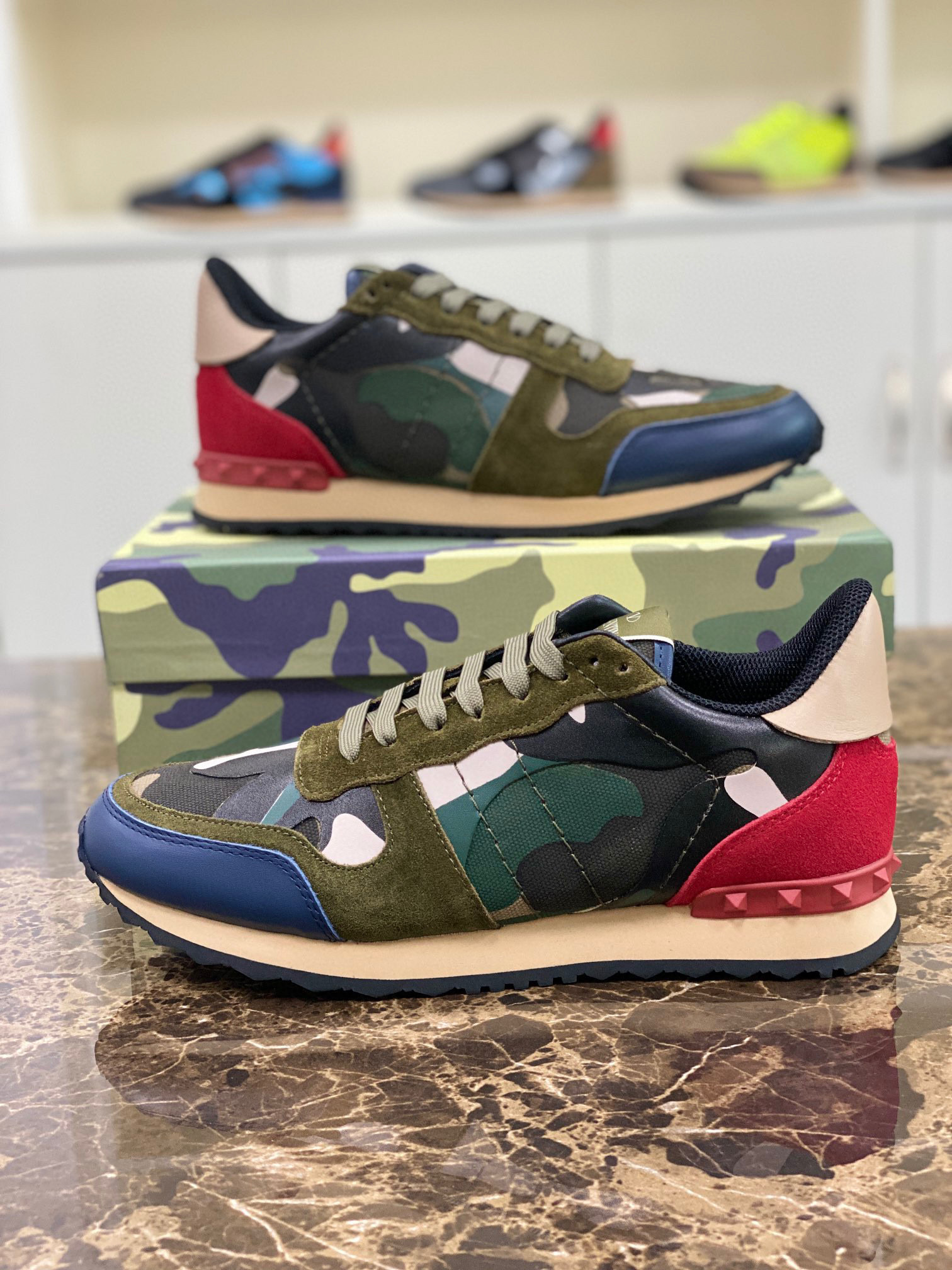 valentino camo sneakers 38-44 - stylish casual footwear