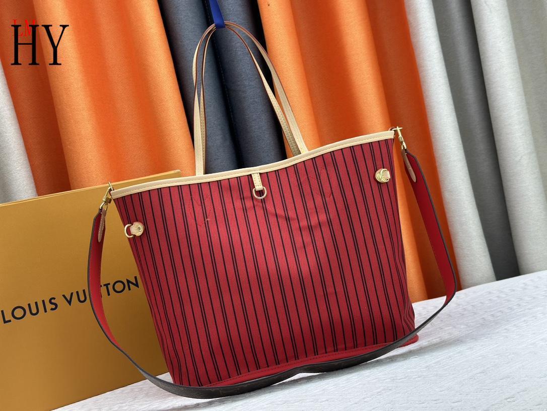 louis vuitton red striped tote bag - 31x28x14 cm - Image 6