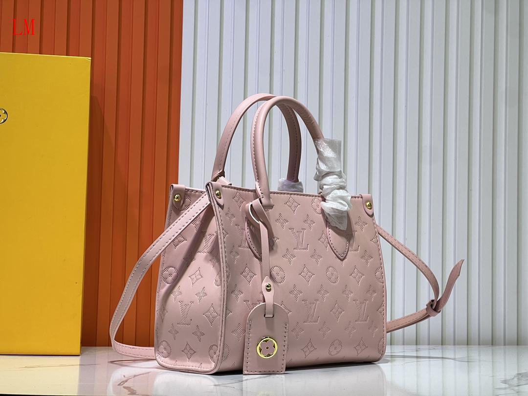 louis vuitton pink monogram tote bag 25*19*11 - Image 6