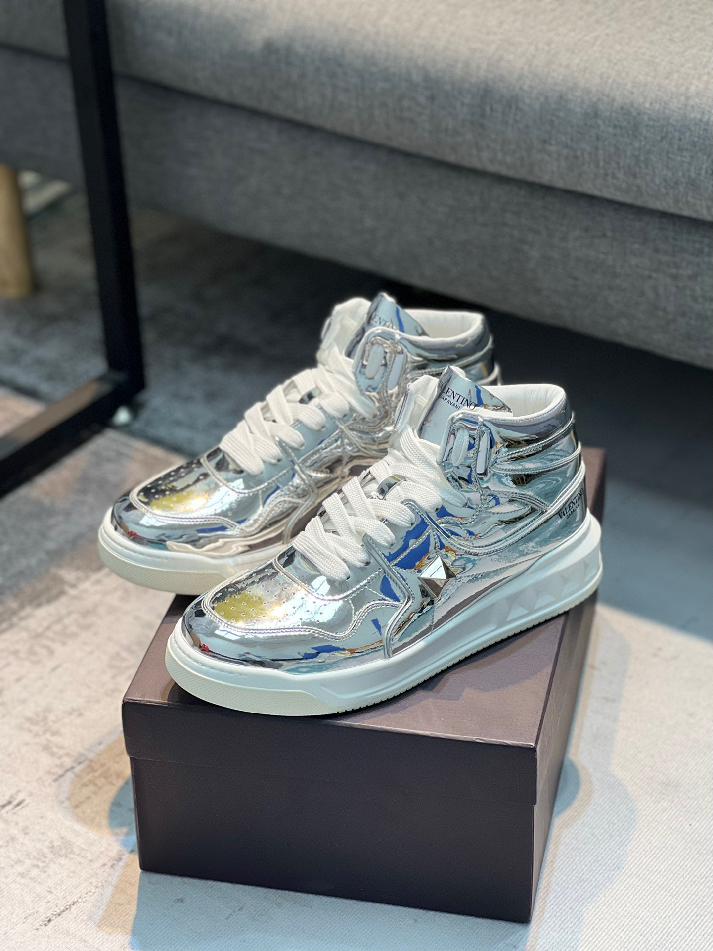 valentino couples sneakers 35-44 - metallic silver
