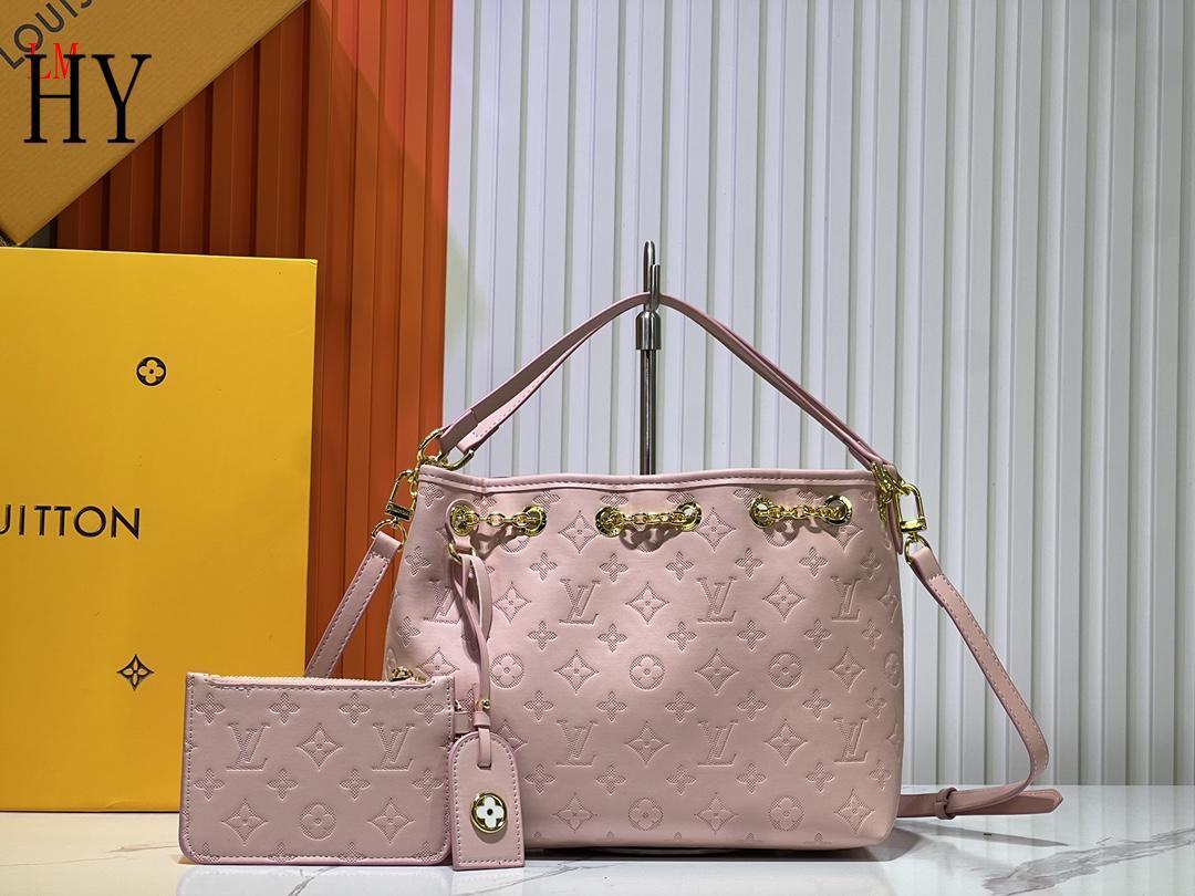 louis vuitton pink handbag with pouch - 28x20x11.5 cm