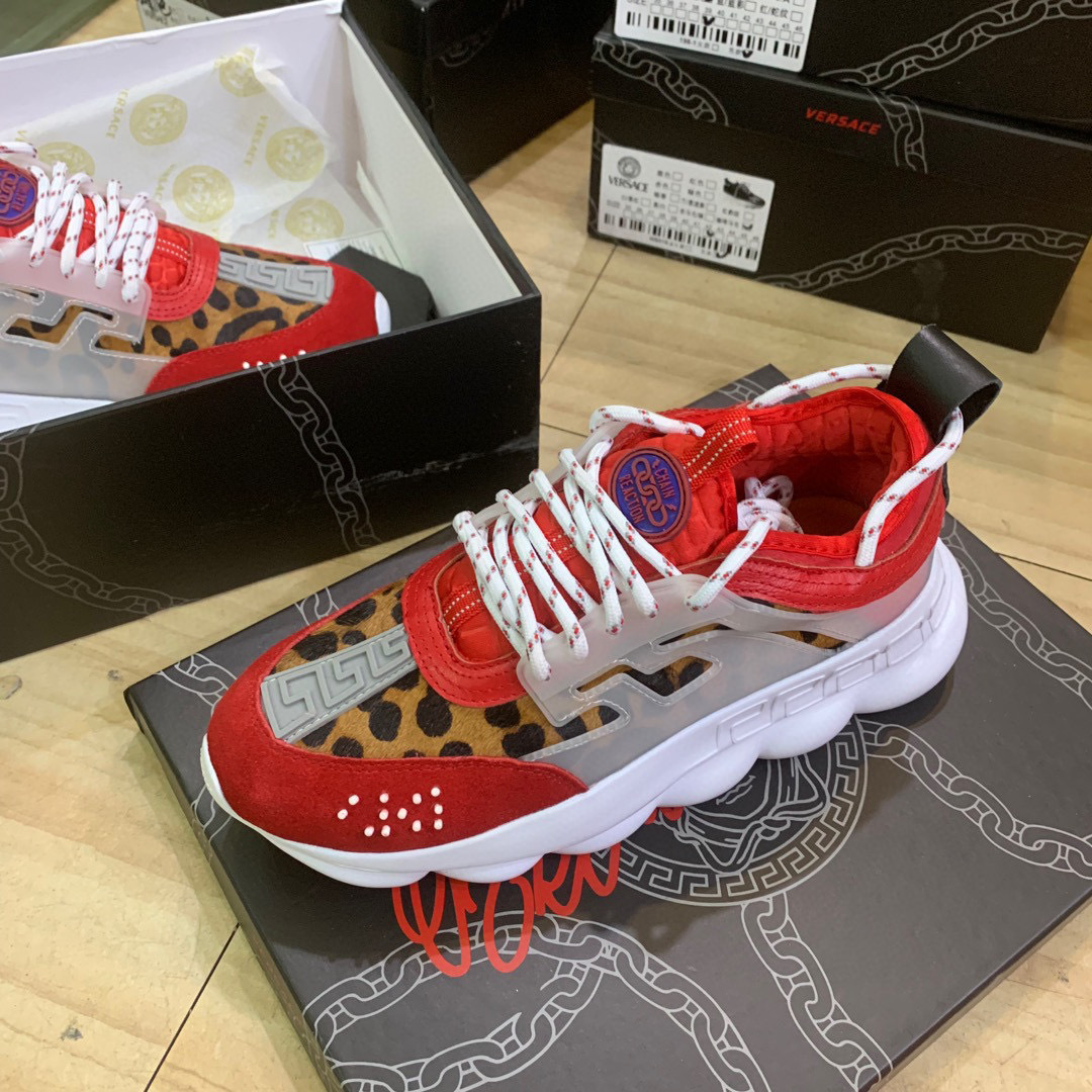 versace unisex dad sneakers 35-44 - red & leopard print - Image 6