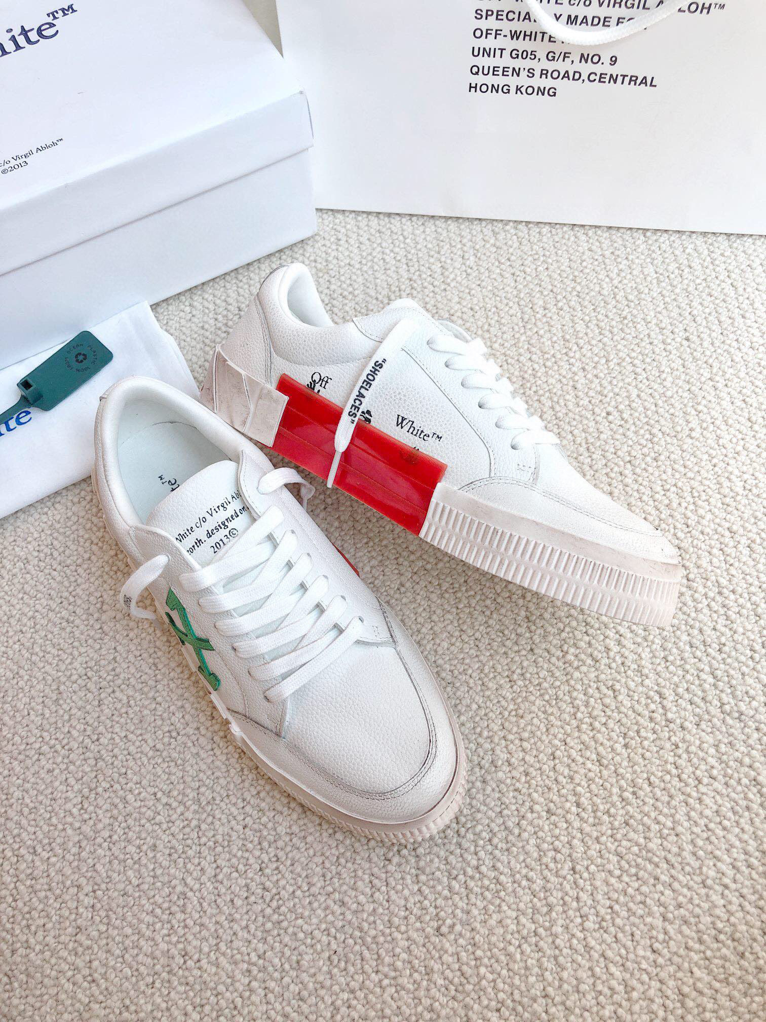 off-white couple's sneakers 35-44 with green logo - Image 6