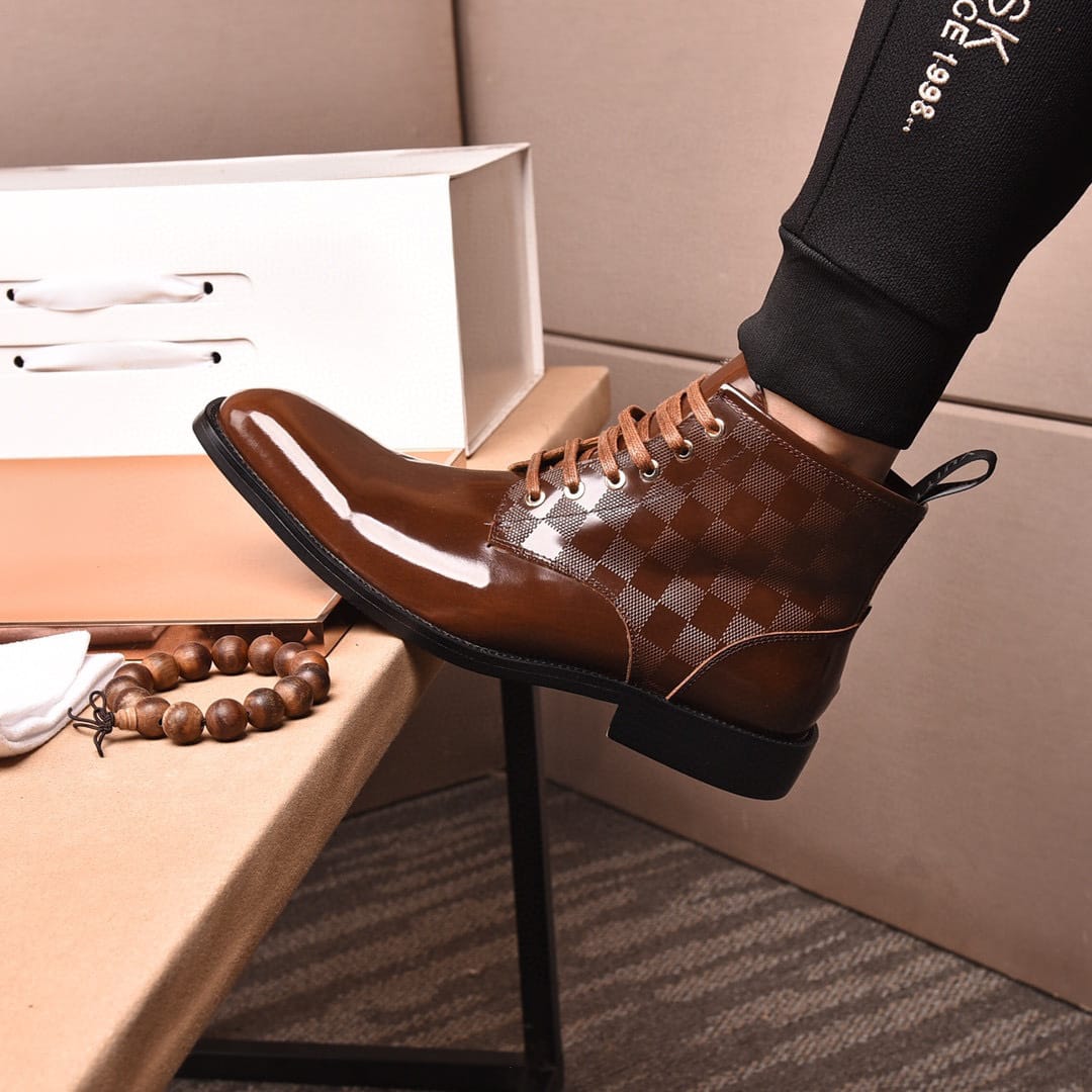 louis vuitton brown checkered leather boots size 38-44 - Image 6