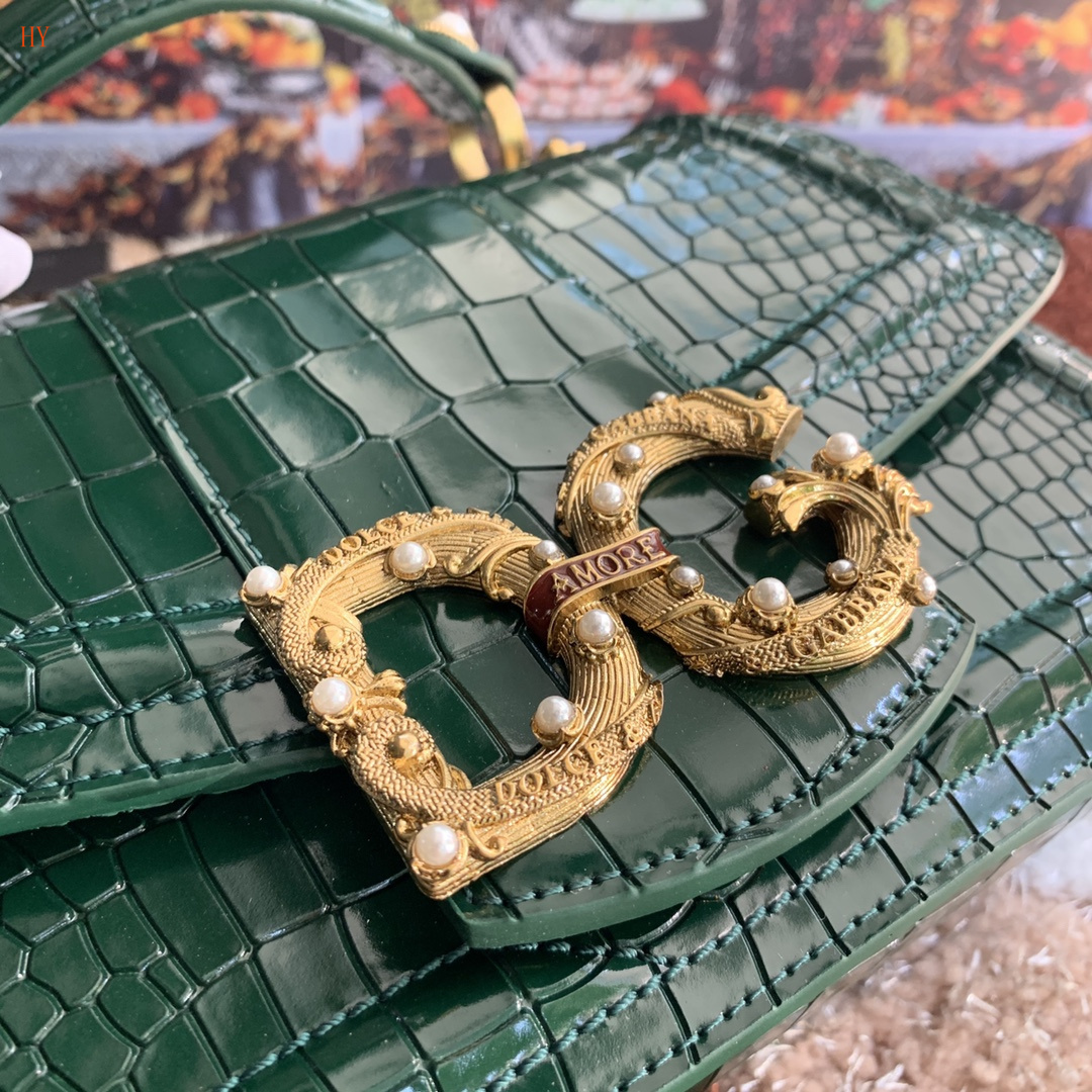 dolce & gabbana green crocodile-effect handbag 27*18*8 - Image 6