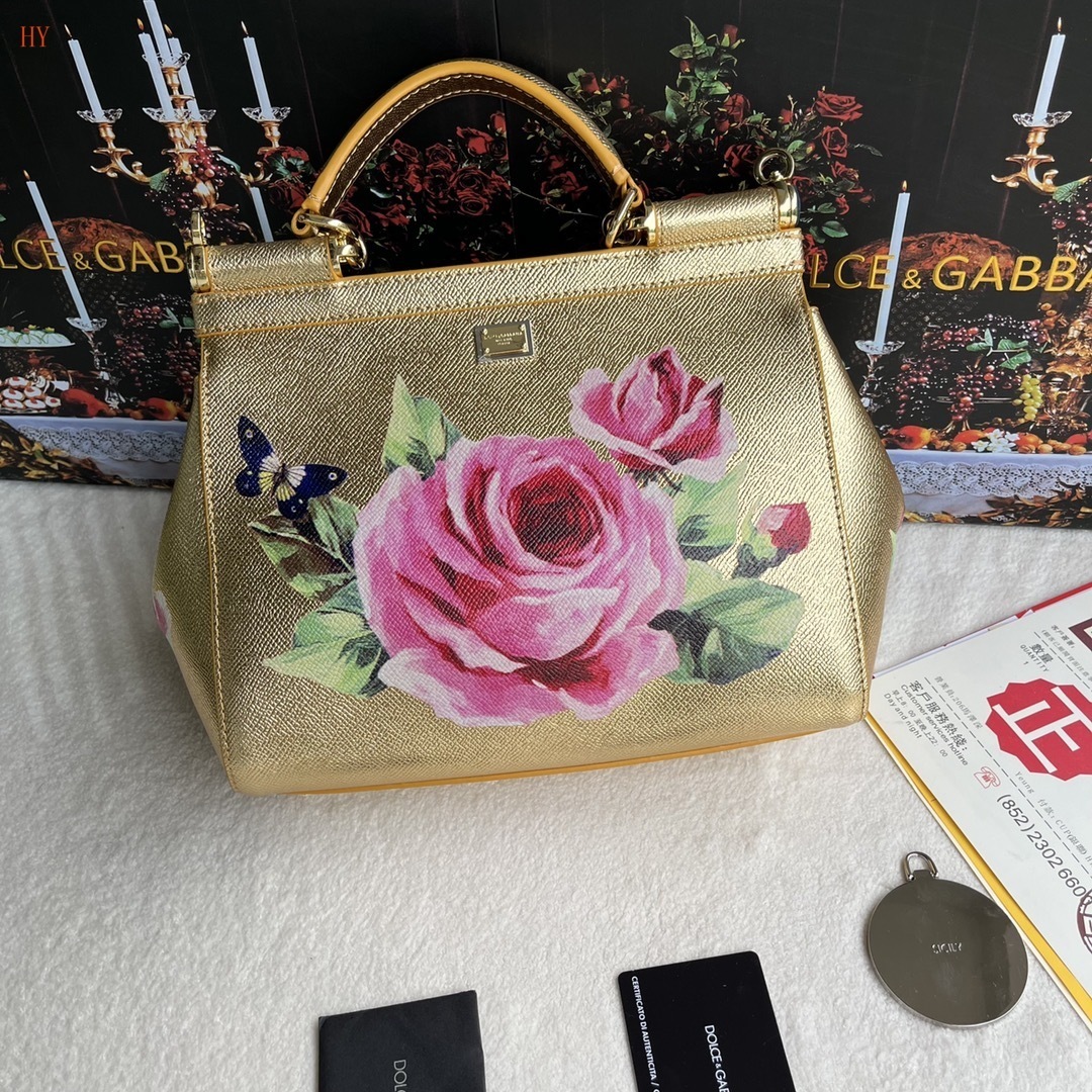 dolce & gabbana gold floral handbag 25*20*12 - Image 6
