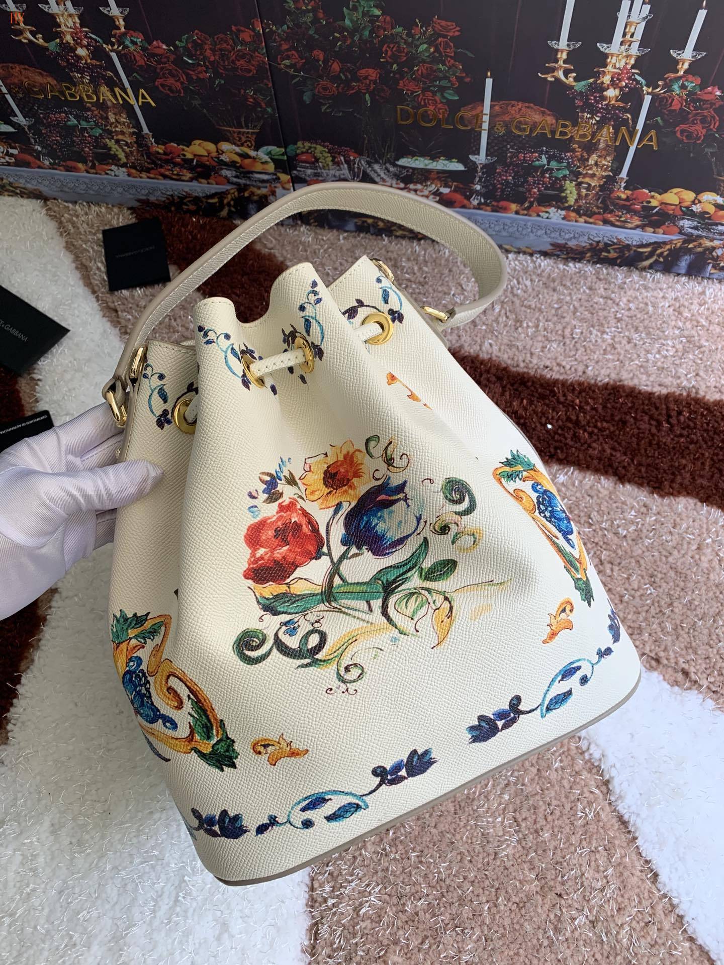 dolce & gabbana floral print bucket bag 27x25 cm - Image 6