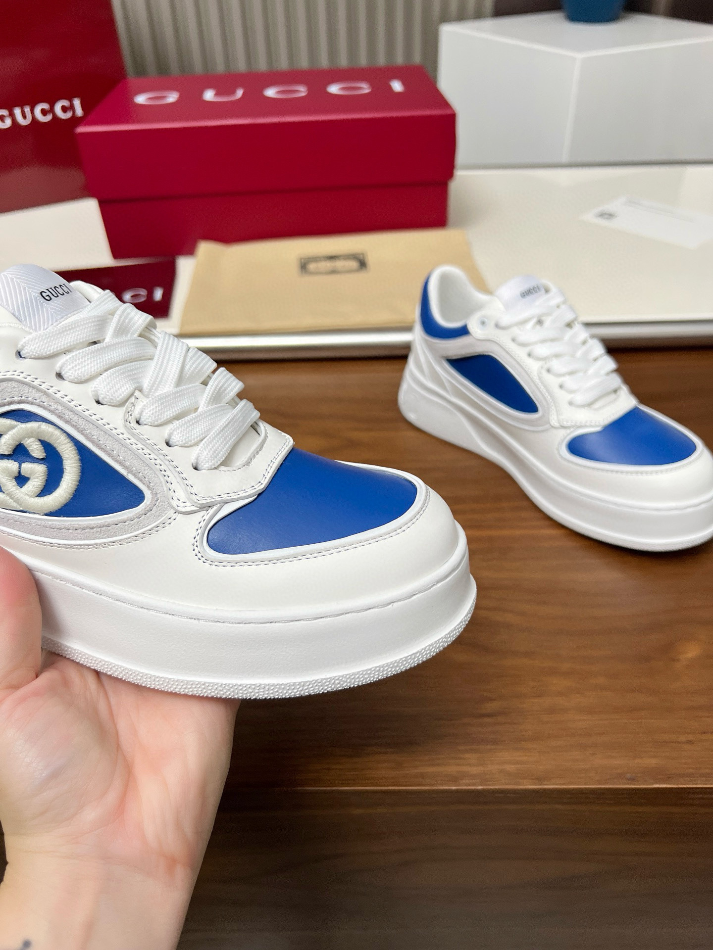 gucci g couples sneakers 35/44 - blue and white - Image 6