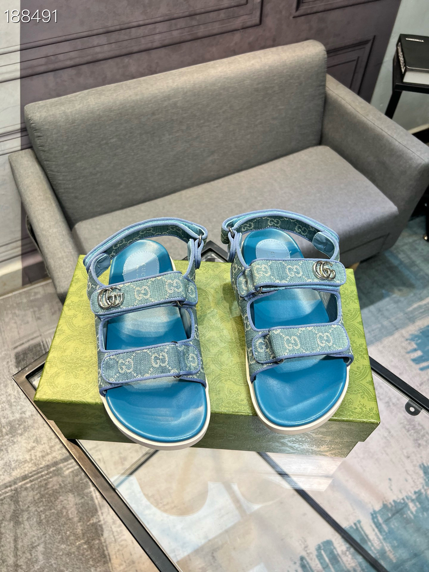 gucci g 35-44 lyt250 blue sandals - Image 6