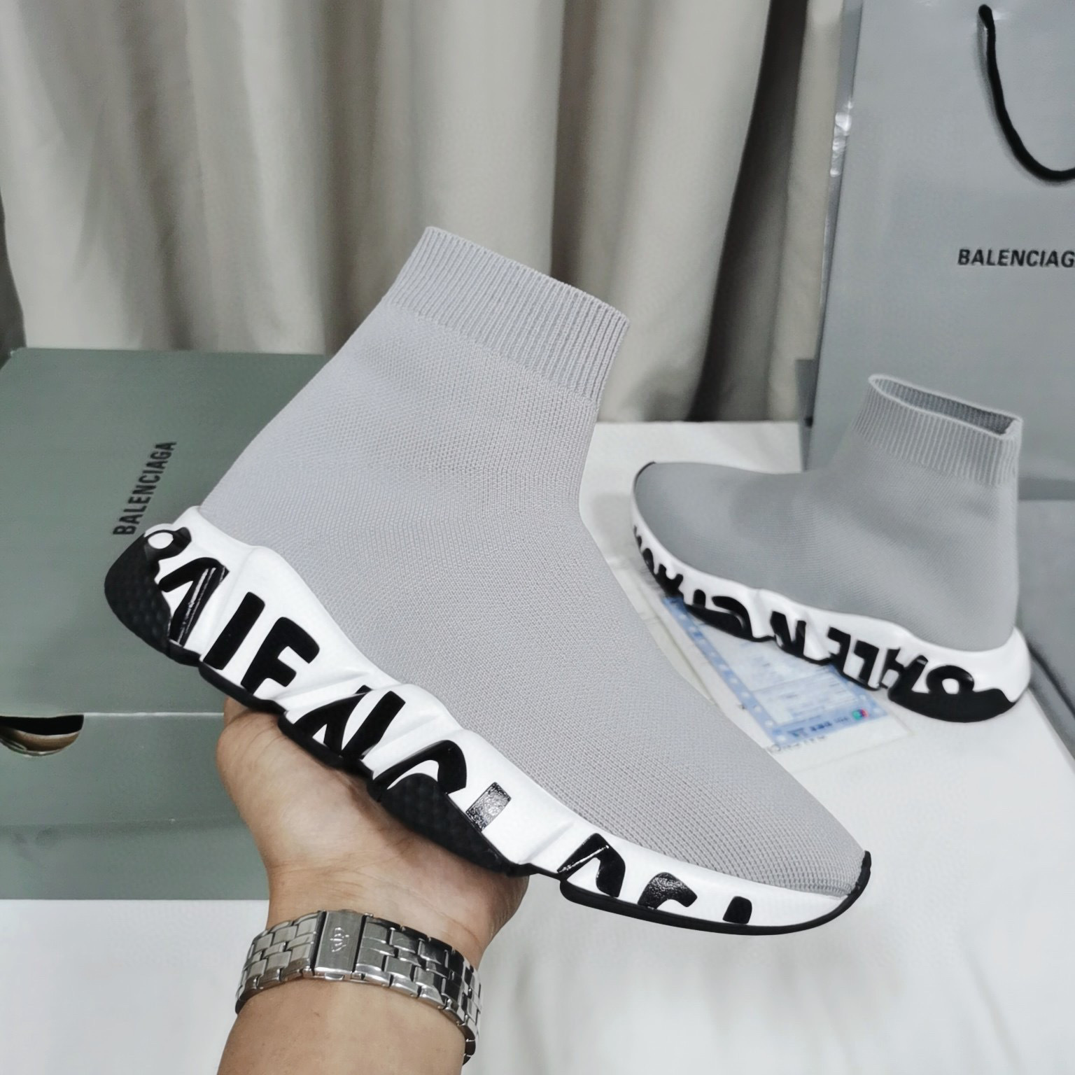 balenciaga grey sock sneakers size 35-44 - Image 6