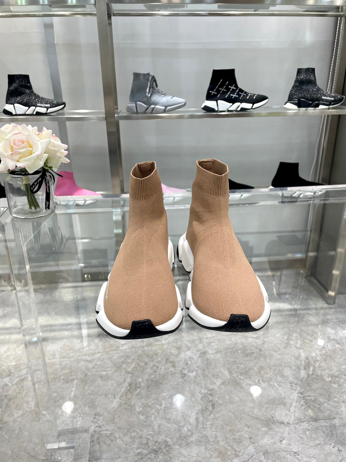 balenciaga sock sneakers in brown - sizes 35-44 - Image 6