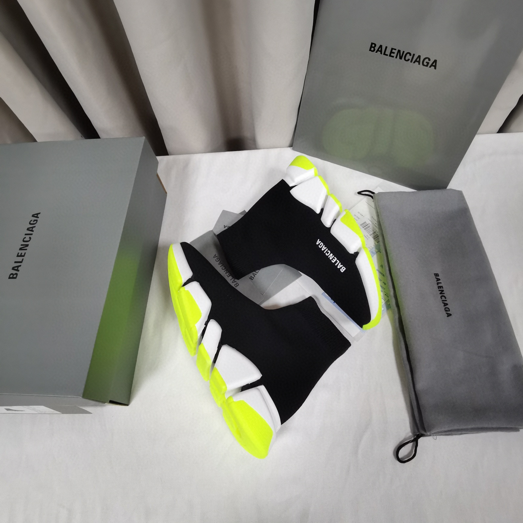 balenciaga sock sneakers 35-44 - black/neon green - Image 6